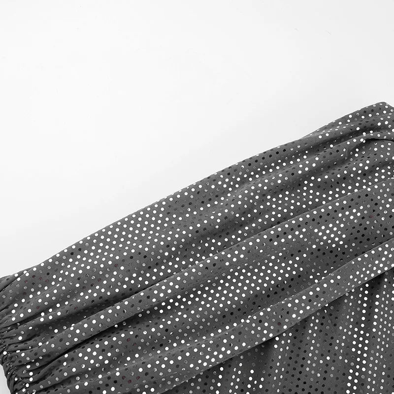 שמלת מקסי כתפיים חשופות בעיטור נקודות מנצנצות - LENA