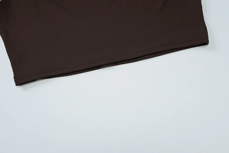 סט בעיצוב כיווצים חצאית מקסי וטופ כתפיים חשופות - מאור