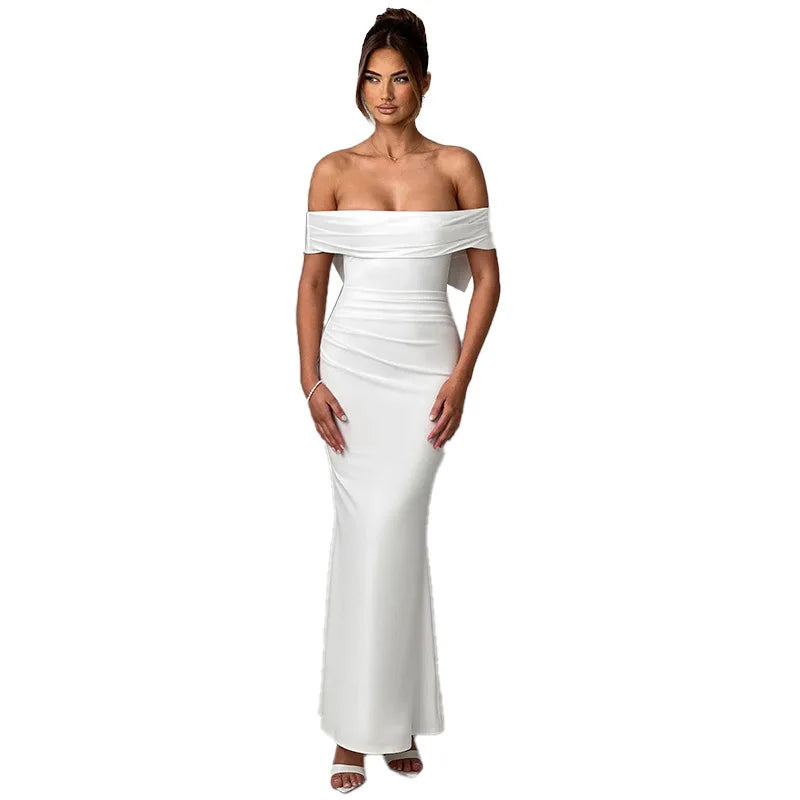 שמלת מקסי כתפיים חשופות בעיטור פפיון בגב - סיסיליה