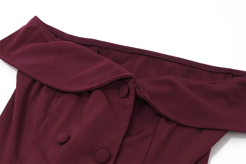 סט אלגנטי שני חלקים חצאית מיני ווסט כפתורים כתפיים חשופות - קולין