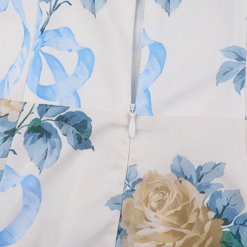 שמלת מידי אלגנטית בהדפס פרחוני בגזרת A - פלוריין