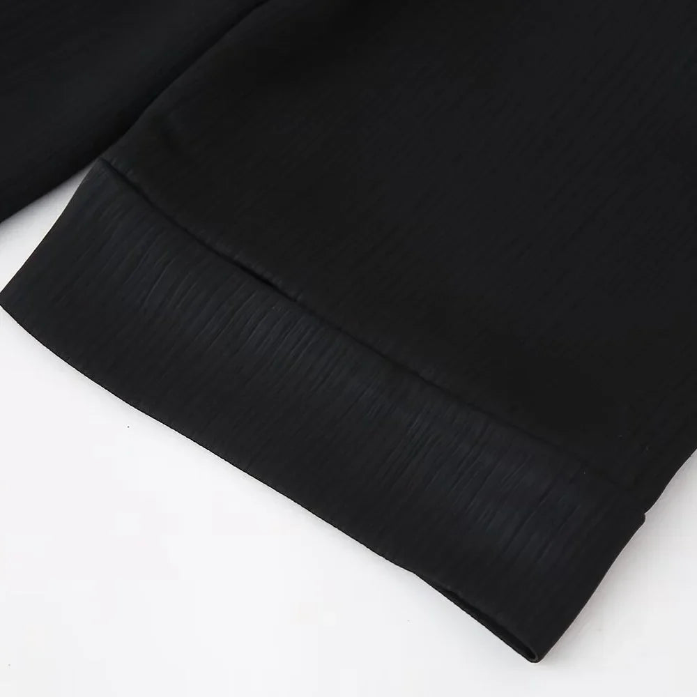 חליפת שני חלקים בד קרפ מבריק נעים מכנסיים ארוכים ובלייזר - ריקה