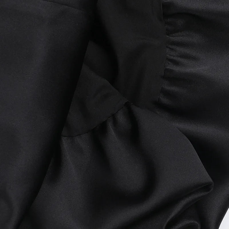 שמלת מיני סאטן סטרפלס בעיצוב בלון כיווצים - BELLEN