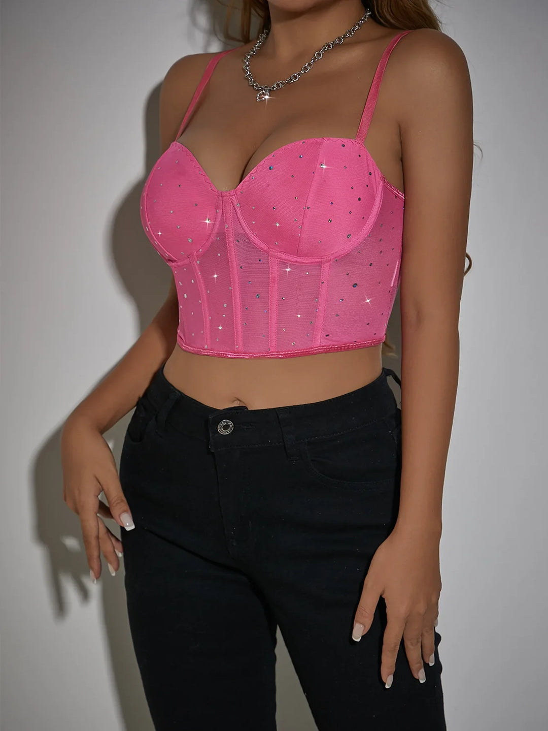 Top decorated with sparkling rhinestones - Phoenix