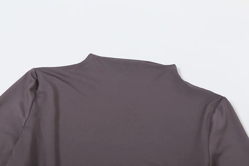 שמלת מקסי כיווצים צווארון חצי גולף - קרלה