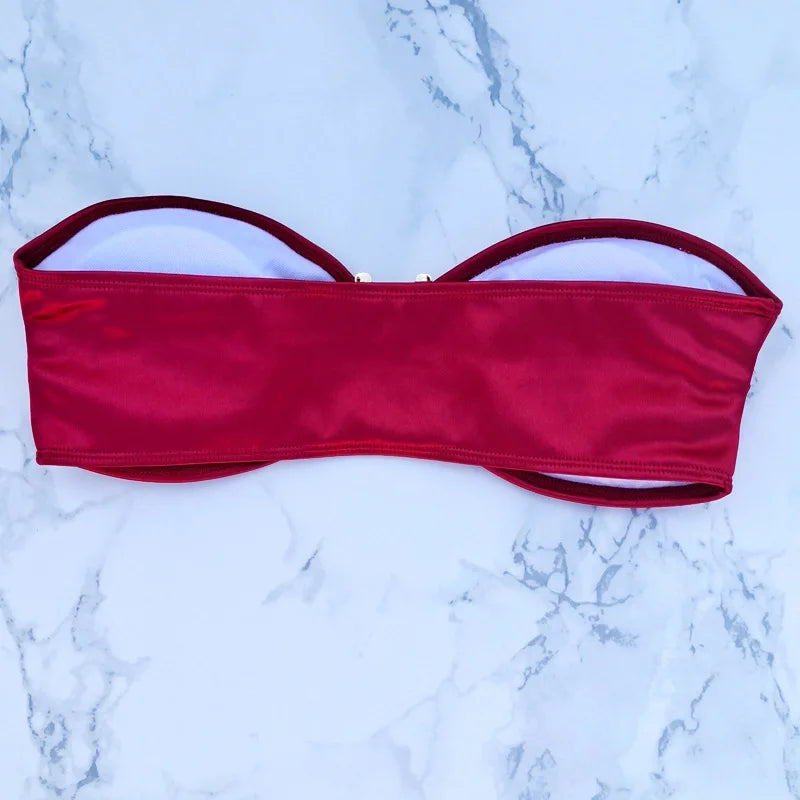 בגד ים סטרפלס גזרה גבוהה - ARIEL