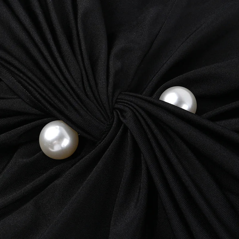 שמלת ערב מקסי מעטפת שסע עמוק בעיטור פנינים - סימונה