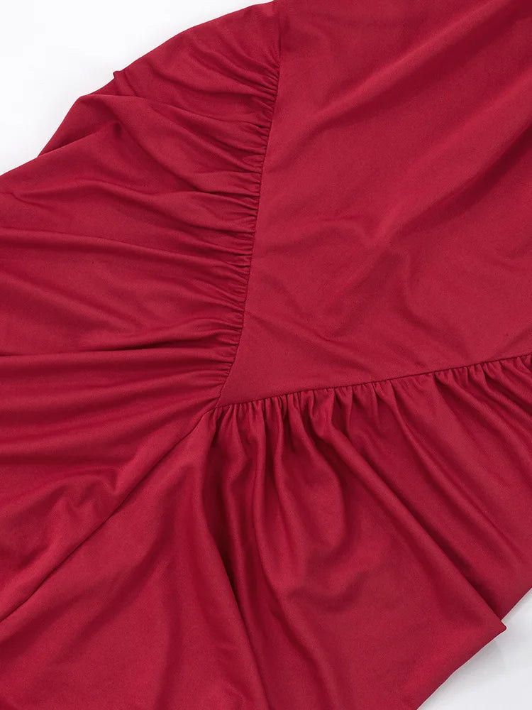 שמלת מקסי קולר בעיצוב כיווצים ושסע קדמי - מדונה