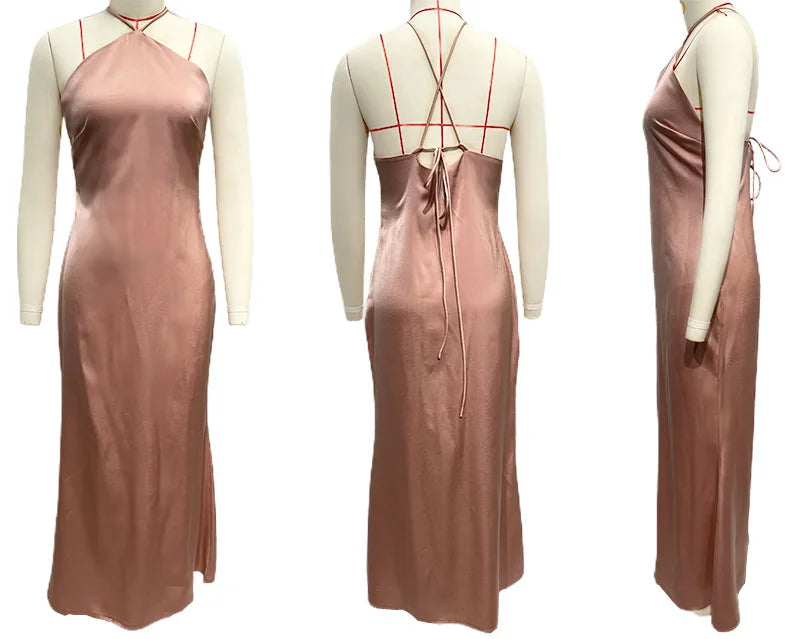 שמלת מקסי סאטן אלגנטית - קלייר