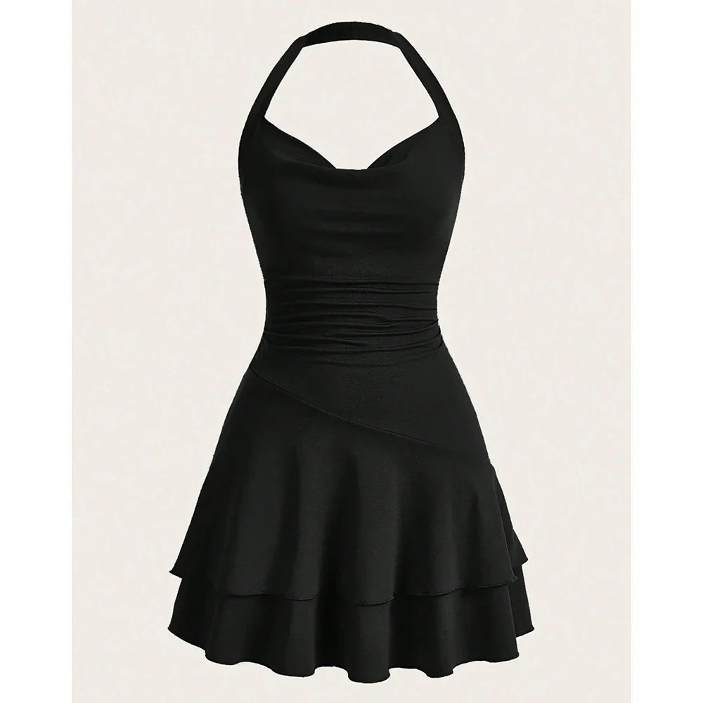 שמלת מיני מלמלה מדורגת גב פתוח - Ashly