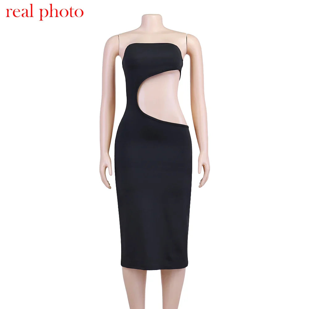 שמלת מידי סטרפלס בטן חשופה - ראיין