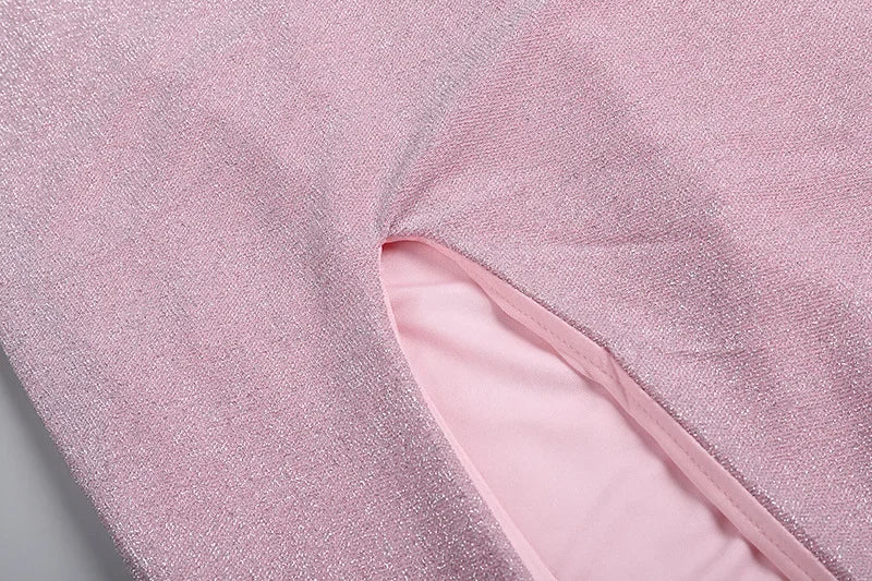 שמלת מקסי נצנצים בעיצוב שסע בעיטור כפפות - Daphne