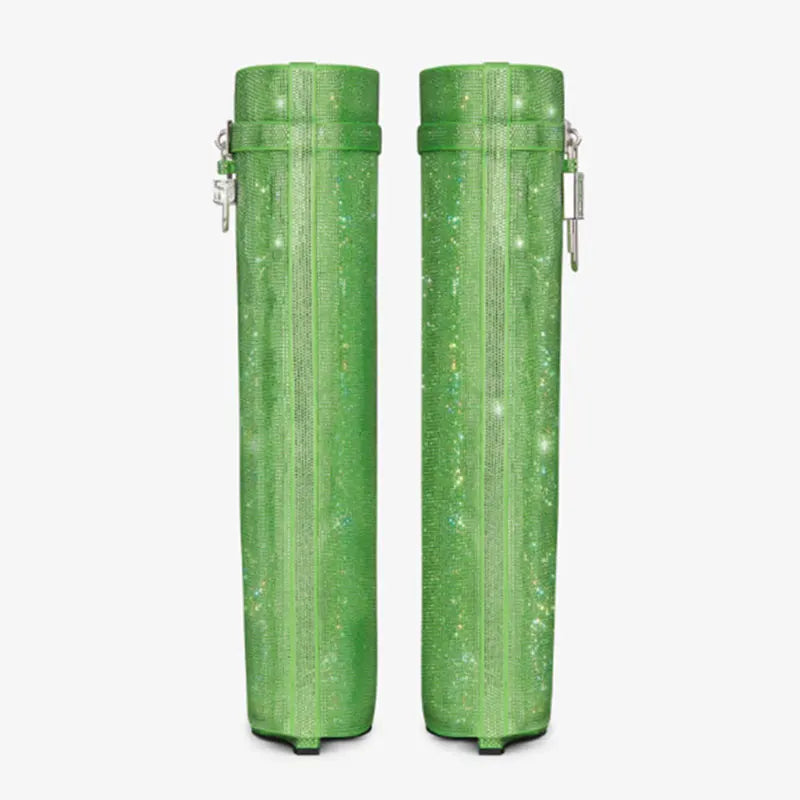 מגפי עקב גבוהים בעיצוב זרקונים מנצנצים ומנעול - Bailey