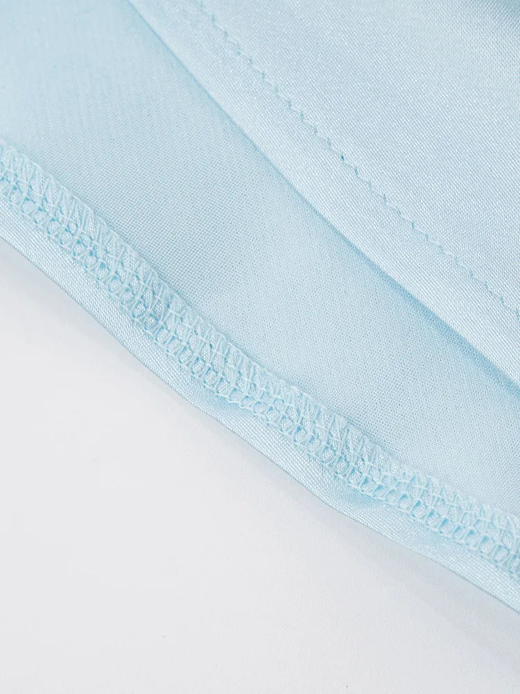 שמלת מקסי סאטן בעיטור רשת וצעיף תואם - סלסטה