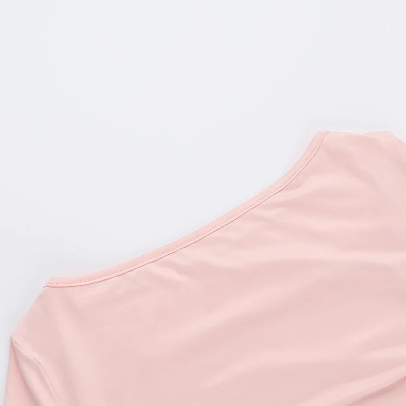 סט 3 חלקים חצאית מיני חולצה וגוזייה צמוד בעיטור כיסים - פרל