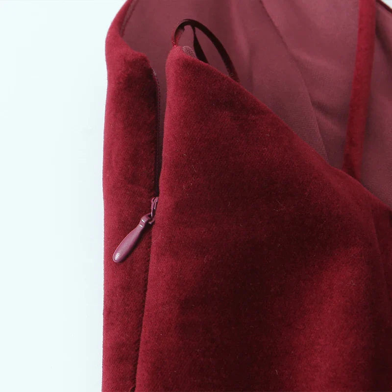 שמלת מיני קטיפה גב פתוח - קלארט