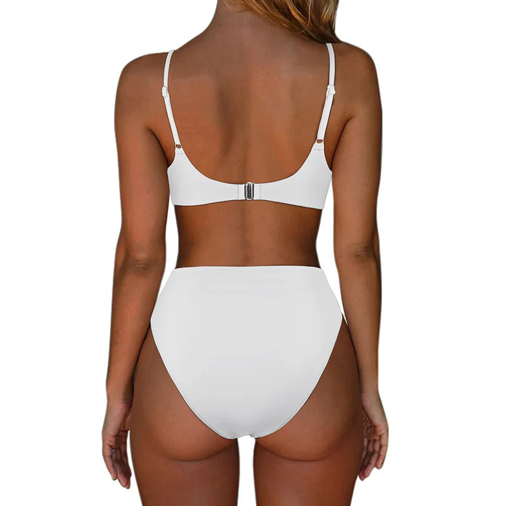 ביקיני תחתון גזרה גבוהה מחטב חזייה בקישוט קשר למראה מוצמד ומורם - שריל