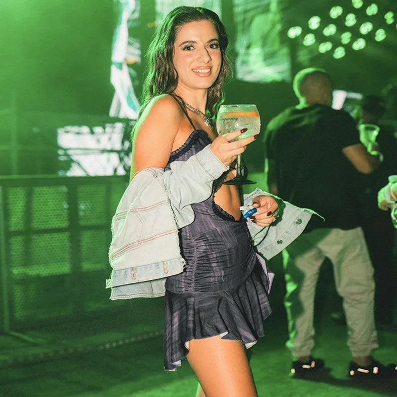 שמלת מיני מלמלה בעיצוב פתח גב פתוח - טייט