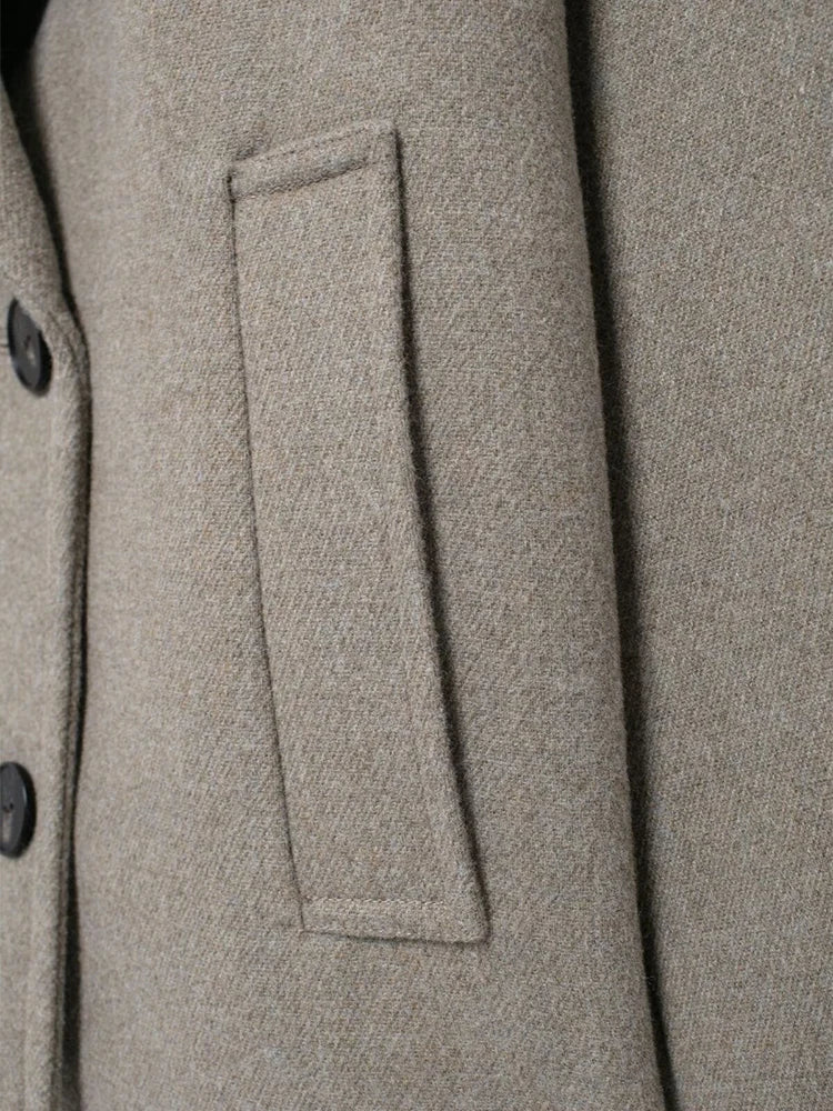 מעיל צמר קצר סגירת כפתורים - וולה