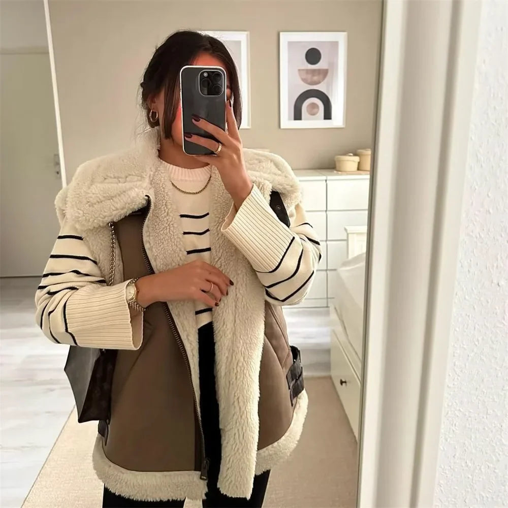 ווסט עור צמר פנימי - קארי