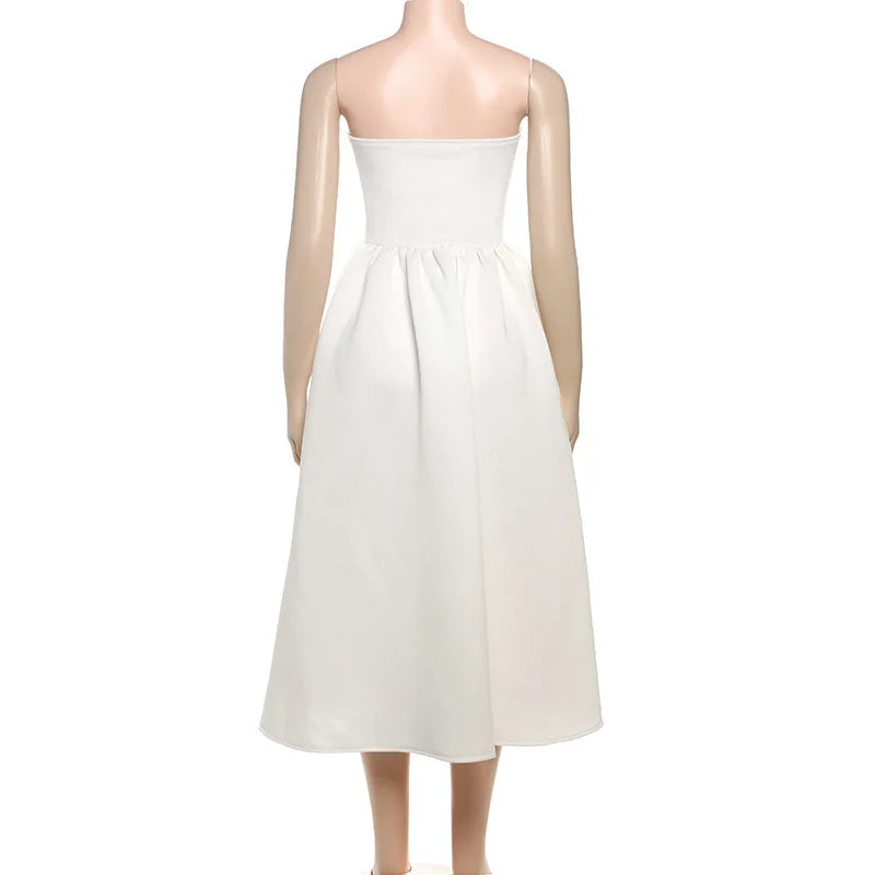 שמלת מידי סטרפלס בגזרת A בעיצוב אלגנטי - Simone