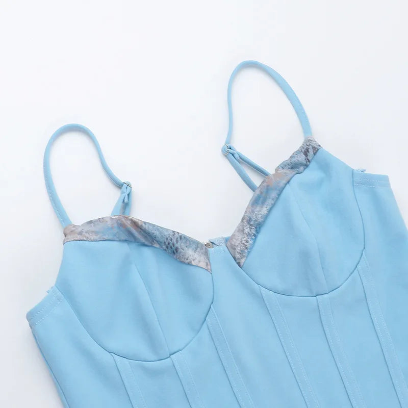 סט שני חלקים טופ מחוך וחצאית מיני כיווצים בעיצוב ANIMAL PRINT  - טינה