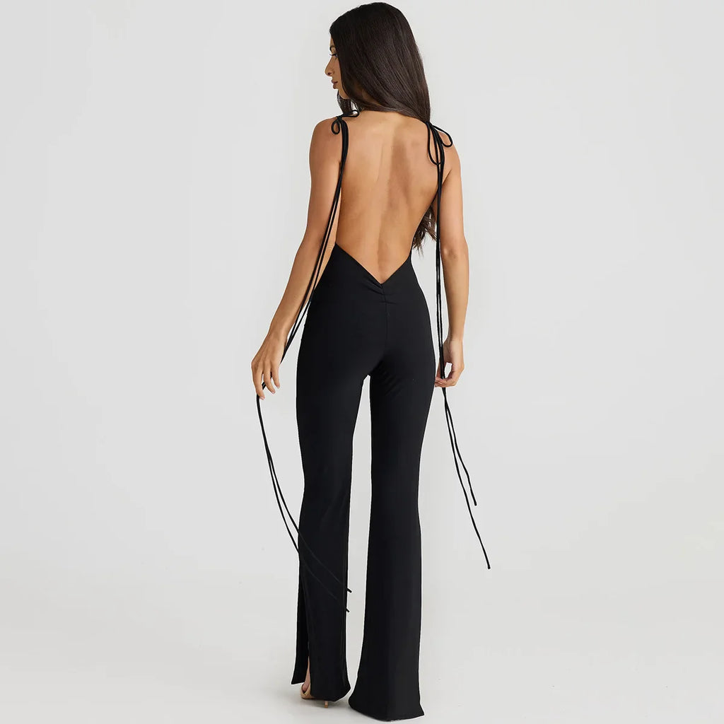 אוברול ארוך גב פתוח מכנסי פדלפון - MELENIA