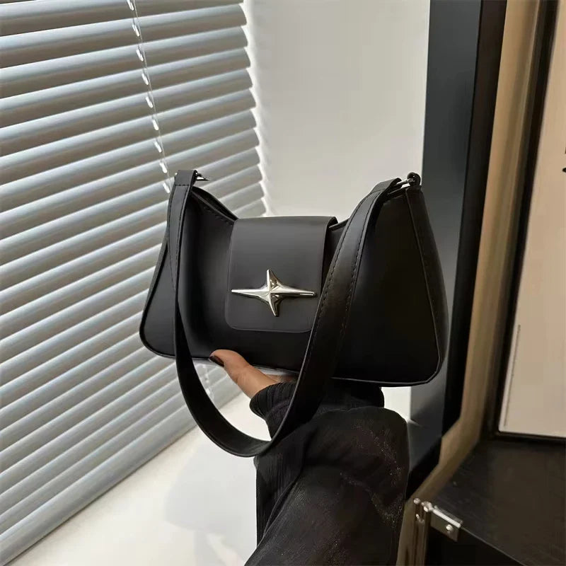 Faux leather bag with buckle design