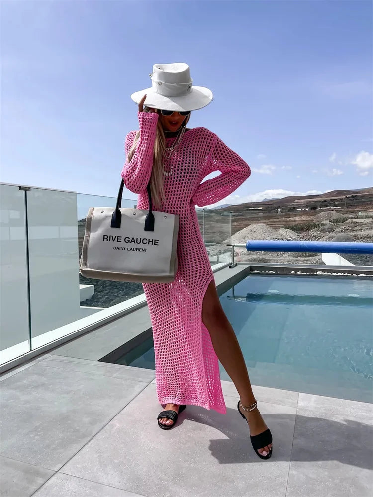 שמלת חוף רשת מקסי בעיצוב שסע - Miranda