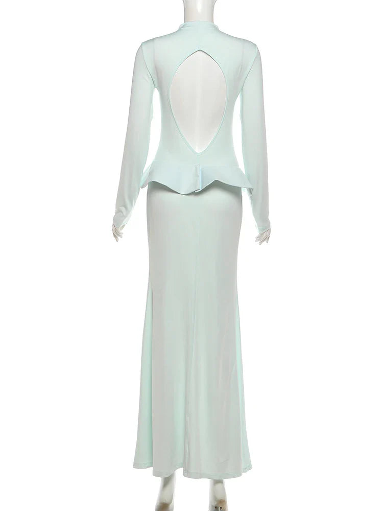 Elegant maxi dress with open back design - Lorin