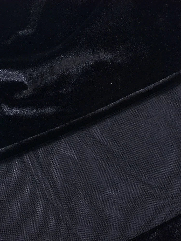 שמלת מיני קטיפה כתפיים חשופות בעיצוב רשת - שריאל