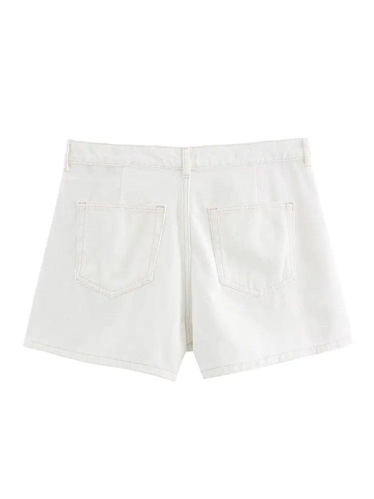 חליפת דנים שני חלקים לבנה מכנס חצאית ובלייזר מכופתר צווארון פולו  -  ג'נסיס