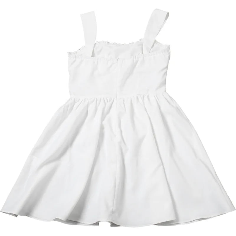 שמלת מיני לבנה בגזרת A בעיצוב כפרי - AYLIN