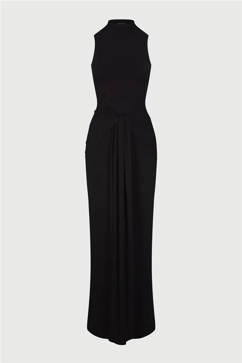 שמלת מקסי בעיצוב קשירה וכיווצים - SIS