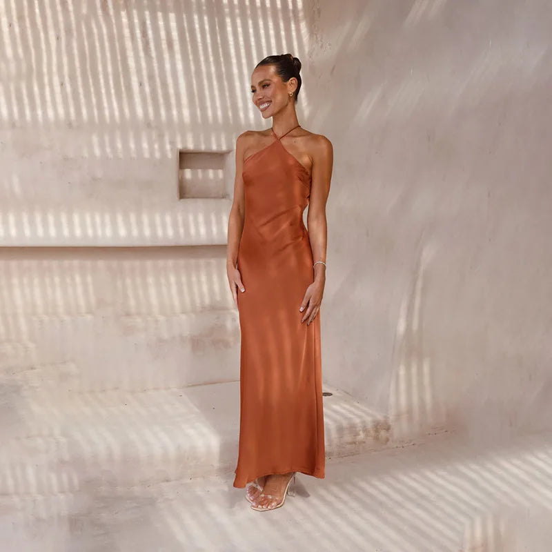שמלת מקסי סאטן אלגנטית - קלייר