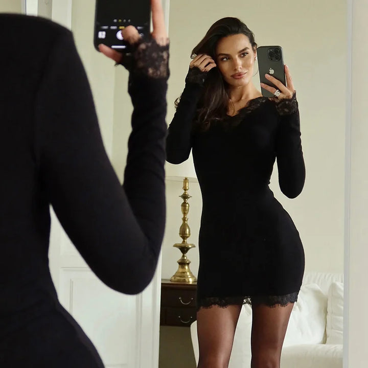 Mini dress with lace trim - MIRAN