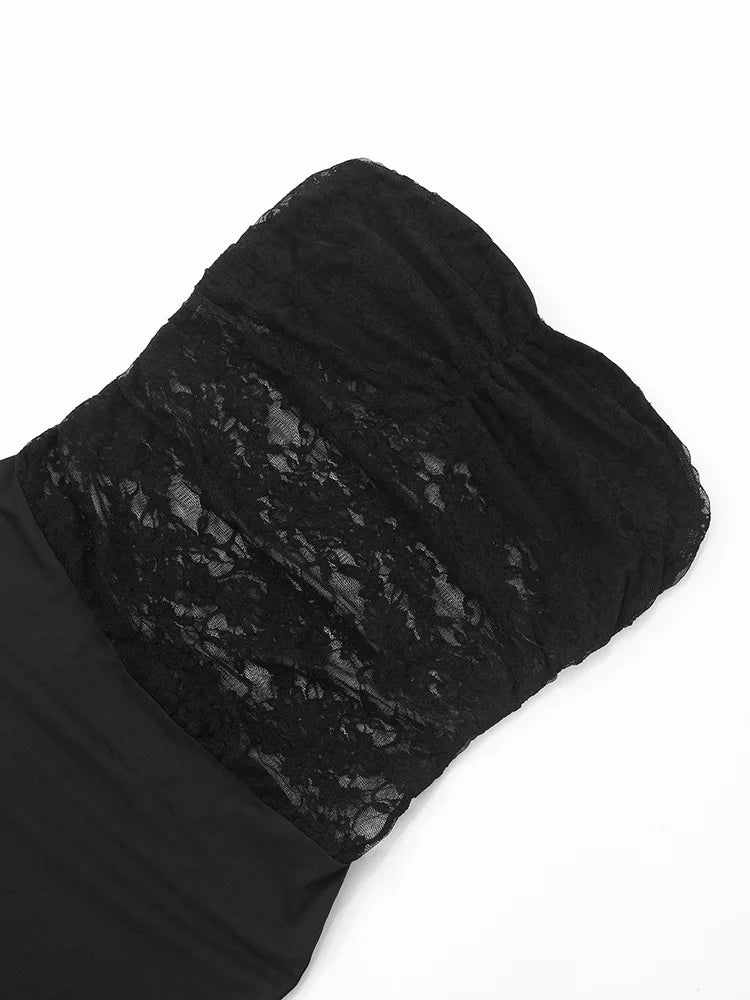 שמלת מקסי סטרפלס בעיטור תחרה - אל יה