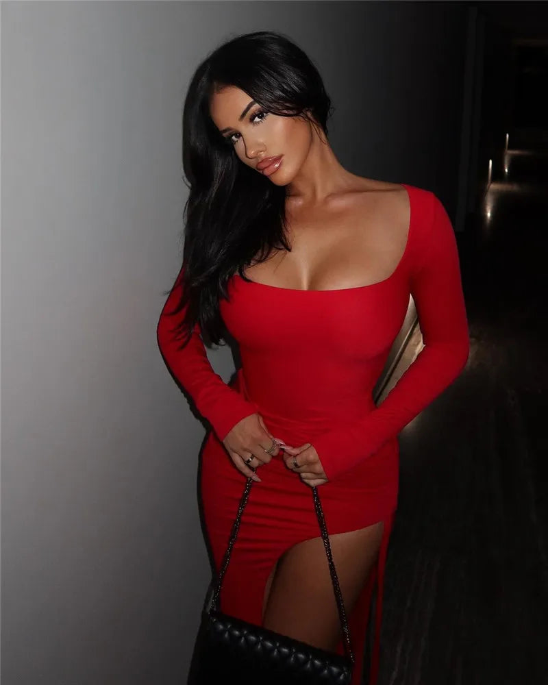 שמלת מקסי בעיצוב שרוכי קשירה להתאמת שסע - אלבה