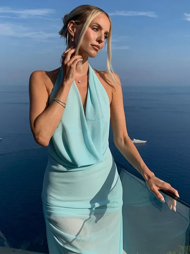 שמלת מקסי קוקטייל - BLUE SKY