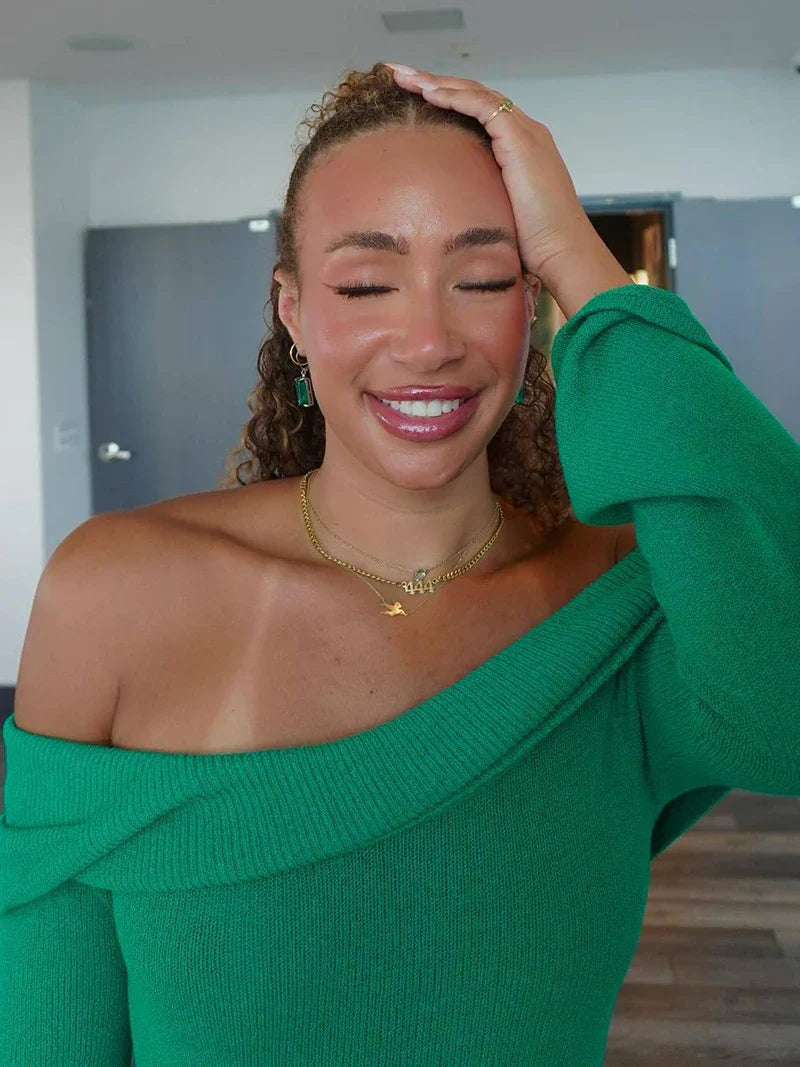 שמלת מיני סרוגה בעיצוב קשירה כתפים חשופות - קארין