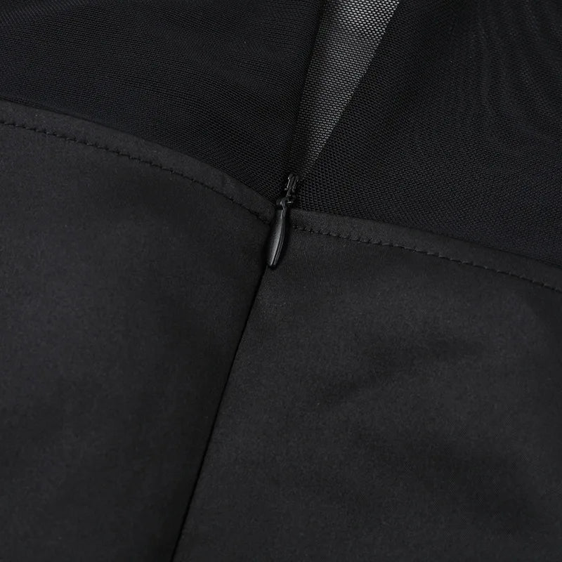 שמלת מיני בלון סאטן בעיצוב רשת צווארון חצי גולף - מורין