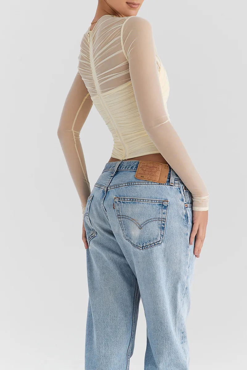 חולצת שיפון בעיצוב כיווצים - דורון