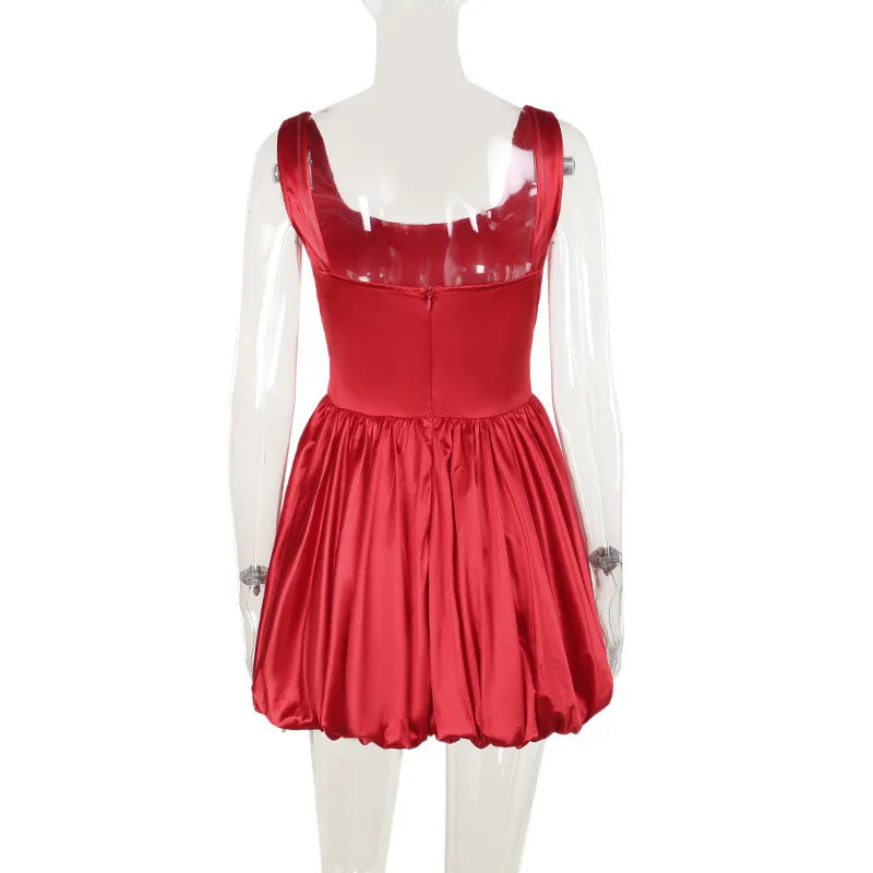 שמלת מיני סאטן בגזרת בלון - שנדי