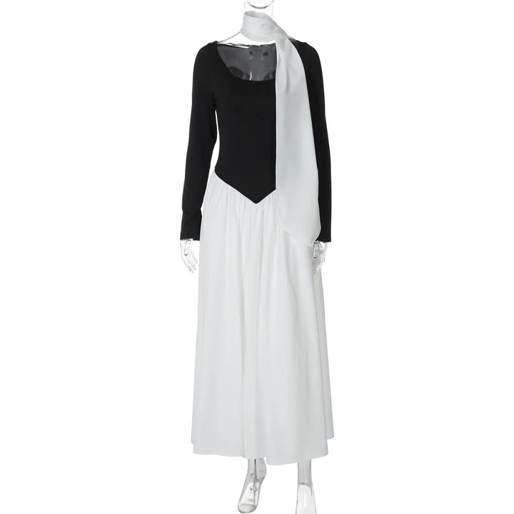 Maxi Dress with Scarf Decoration - NESSIA