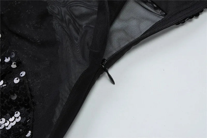 שמלת מקסי פייטים בעיצוב רשת קשירה בכתפיות - ג'קסי