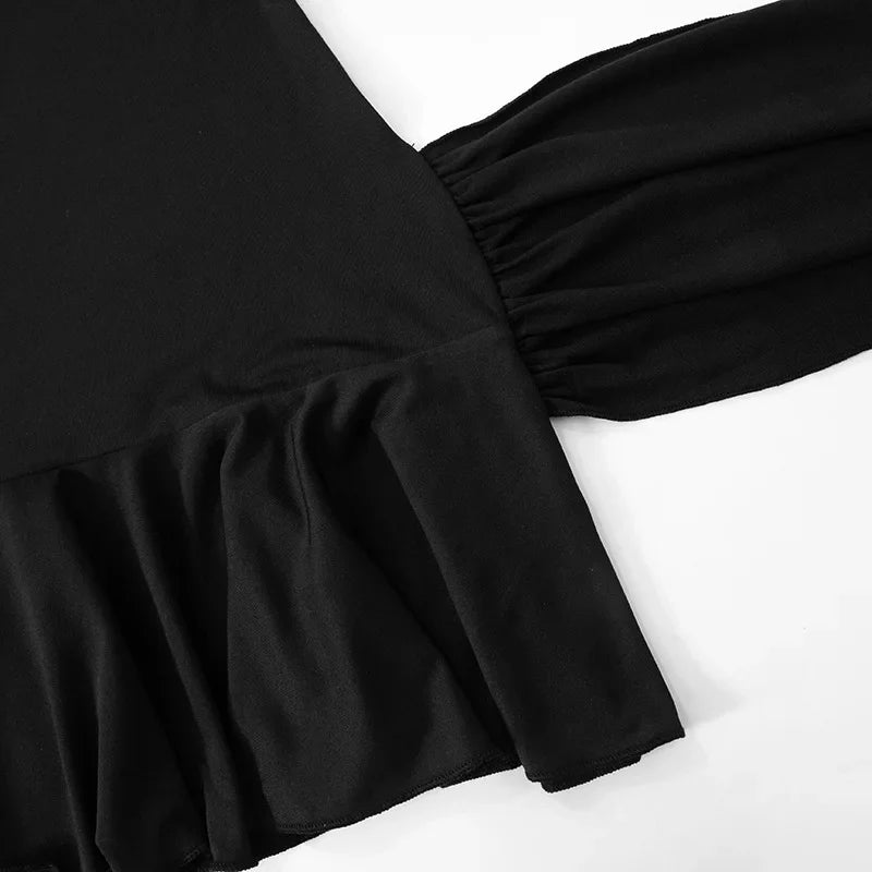 שמלת מיני מלמלה בעיטור קשירה כתפיות ספגטי - Selena