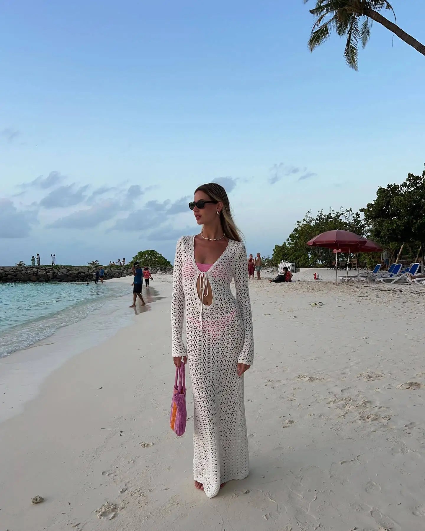 שמלת מקסי קרושה בעיטור קשירה בחזה - Halo