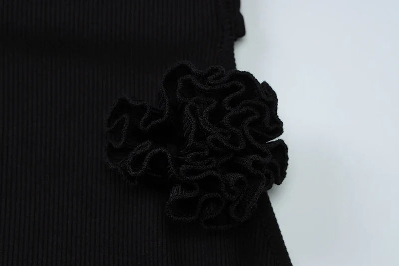 שמלת מקסי קולר סרוגה בעיטור פרח גב פתוח - Amalia