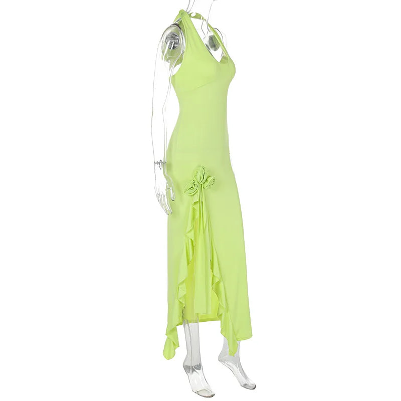 שמלת מקסי מלמלה בעיצוב שסע ופרחים - ROSLANA