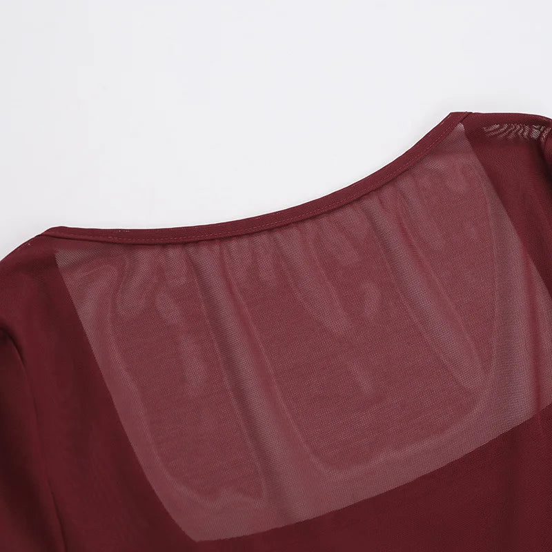 שמלת מקסי בעיצוב כיווצים ורשת - לאורן